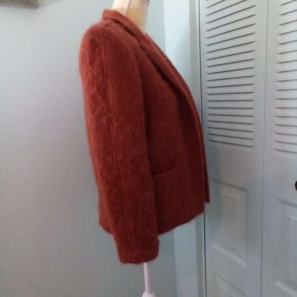 VTG CAROLE LITTLE for SAINT-TROPEZ WEST size 6 WOOL MOHAIR OPEN FRONT CARDIGAN - Picture 3 of 7